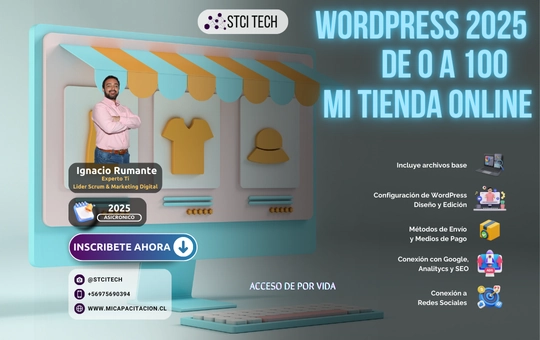 Portada Curso WordPress 2025 de 0 a 100 Mi primera tienda online con Ignacio Rumante